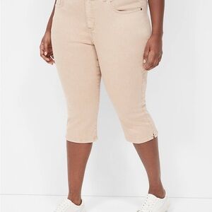 New Without Tags, Size 12 Lane Bryant Pedal Jeans. Color is tan.